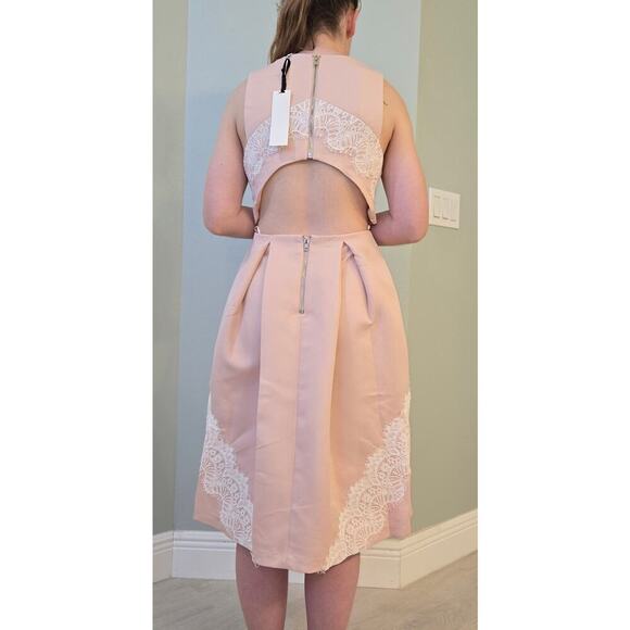 English Factory Dress Pink/Apricot Lace Elegant  Midi Dress Coquette Feminine - Picture 4 of 11